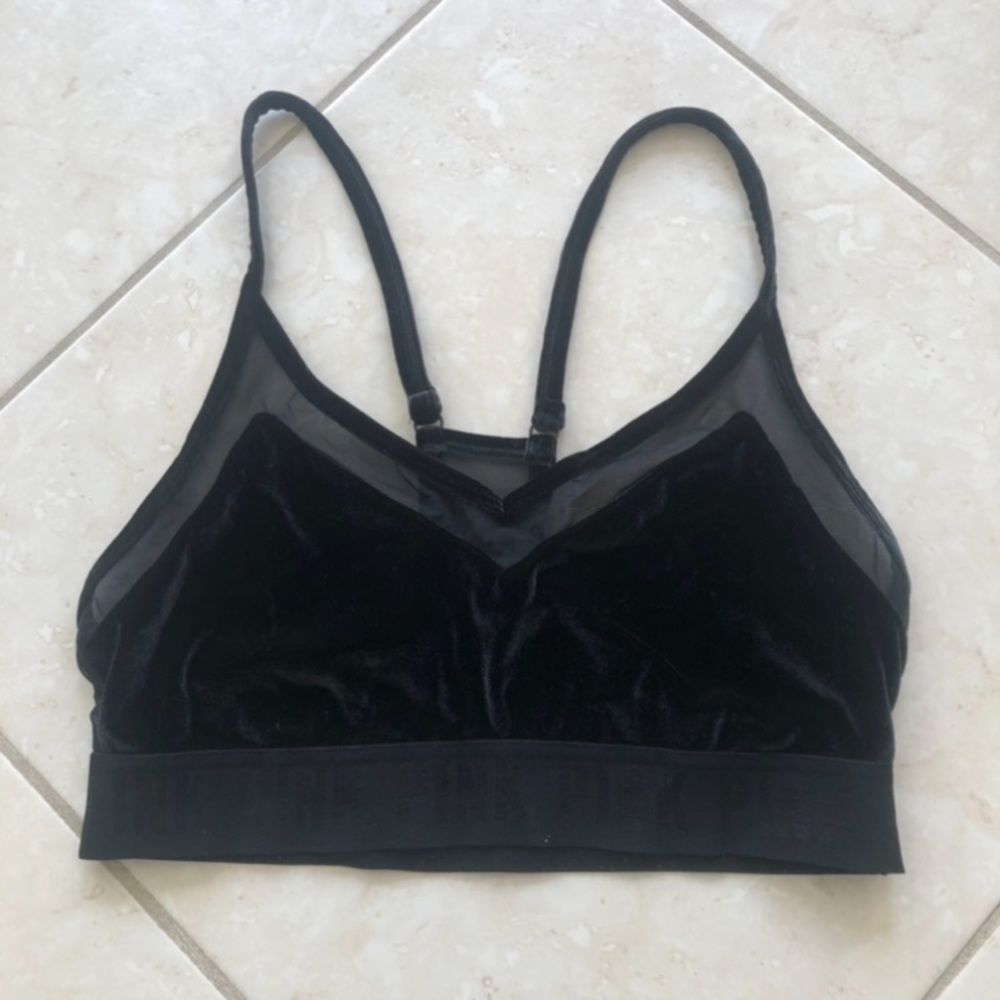 PINK black velvet bralette